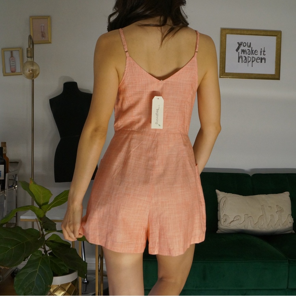 In The Begining Spaghetti Strap Cotton Romper Size S - Picture 2 of 6